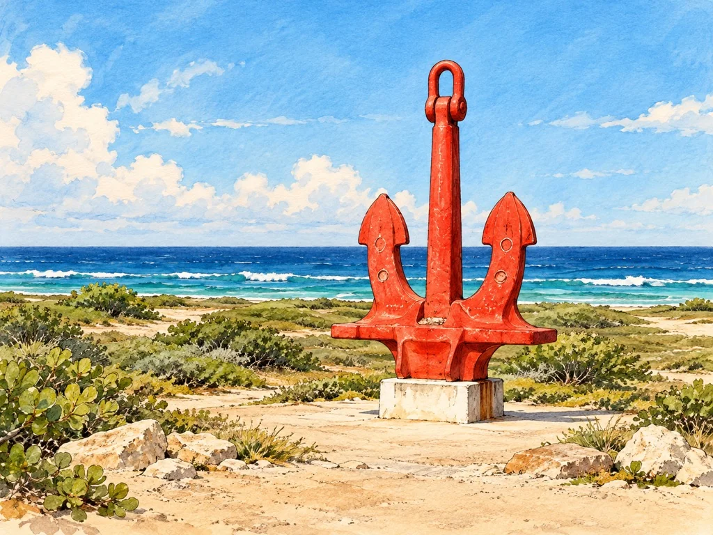 Vintage watercolor illustration of Red Anchor