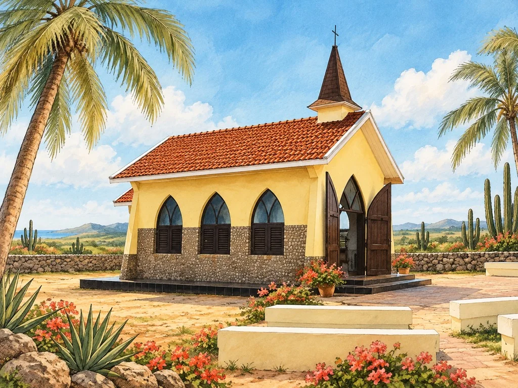 Vintage watercolor illustration of Alto Vista Chapel